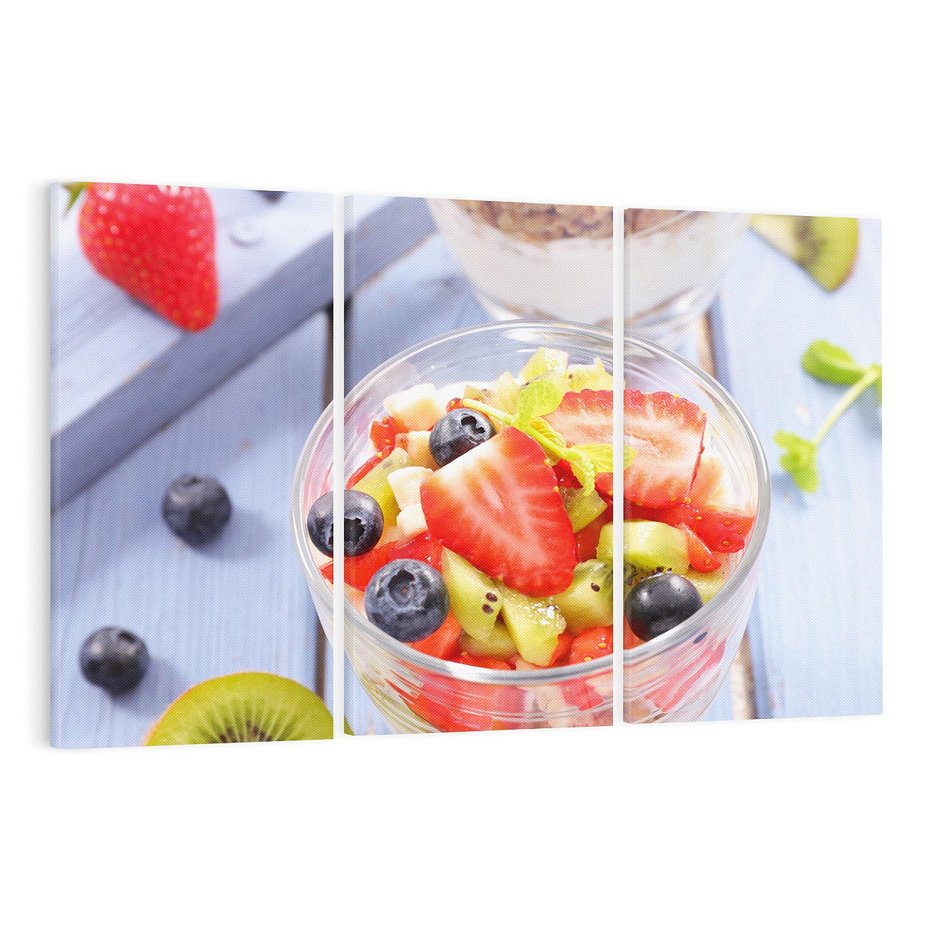 Obraz na płótnie 120x80 - Świeżość i Zdrowie - sałatka, owoce