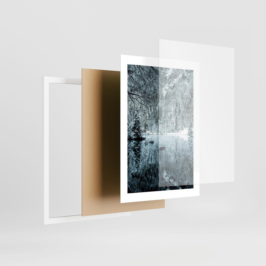 Plakat w ramie 30x40 - Zimowy Raj - zimowy górski krajobraz, jezioro w górach - rama biała