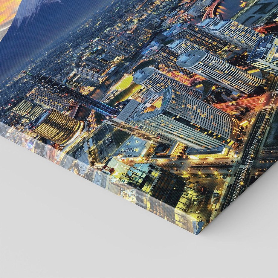 Obraz na płótnie 30x30 - Miasto na Górnym Horyzoncie - miasto, góry