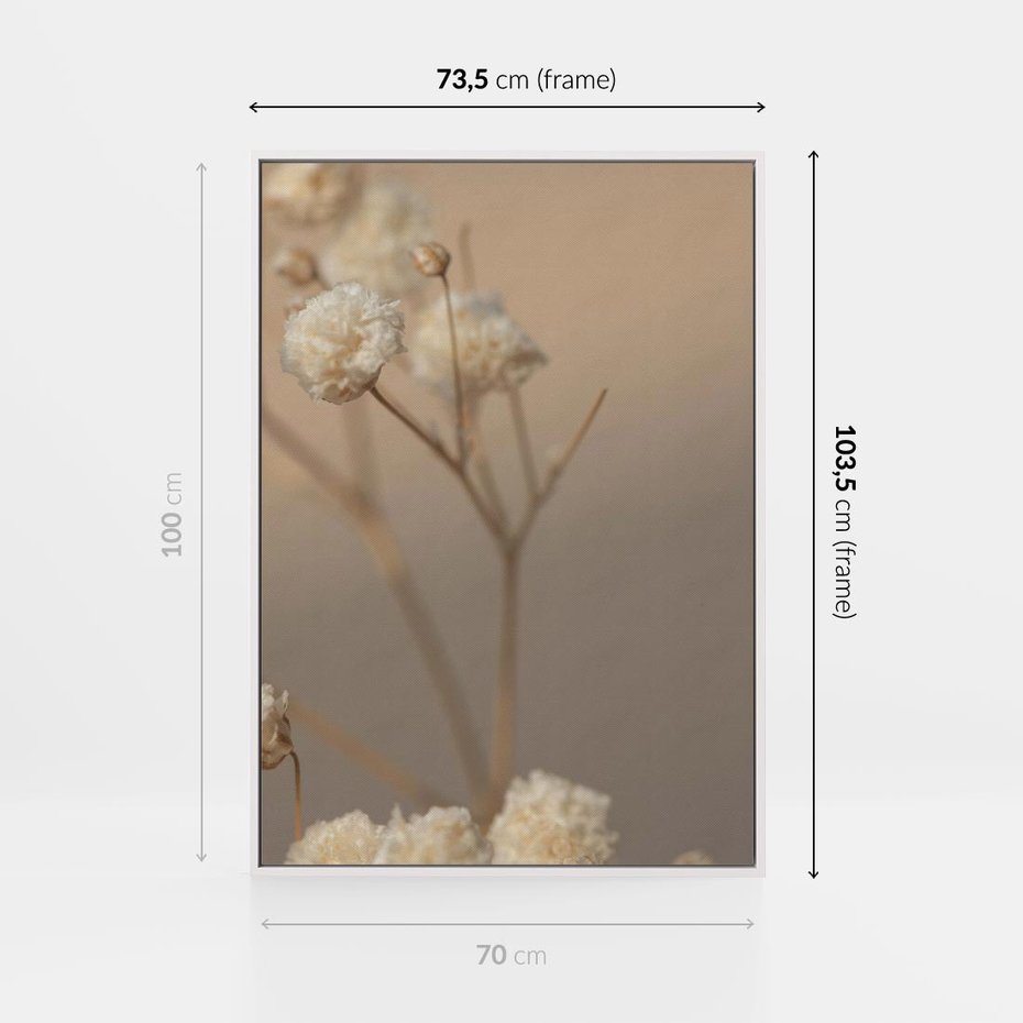 Obraz w ramie 70x100 - Subtelna gipsówka - gipsówka, suche - rama biała