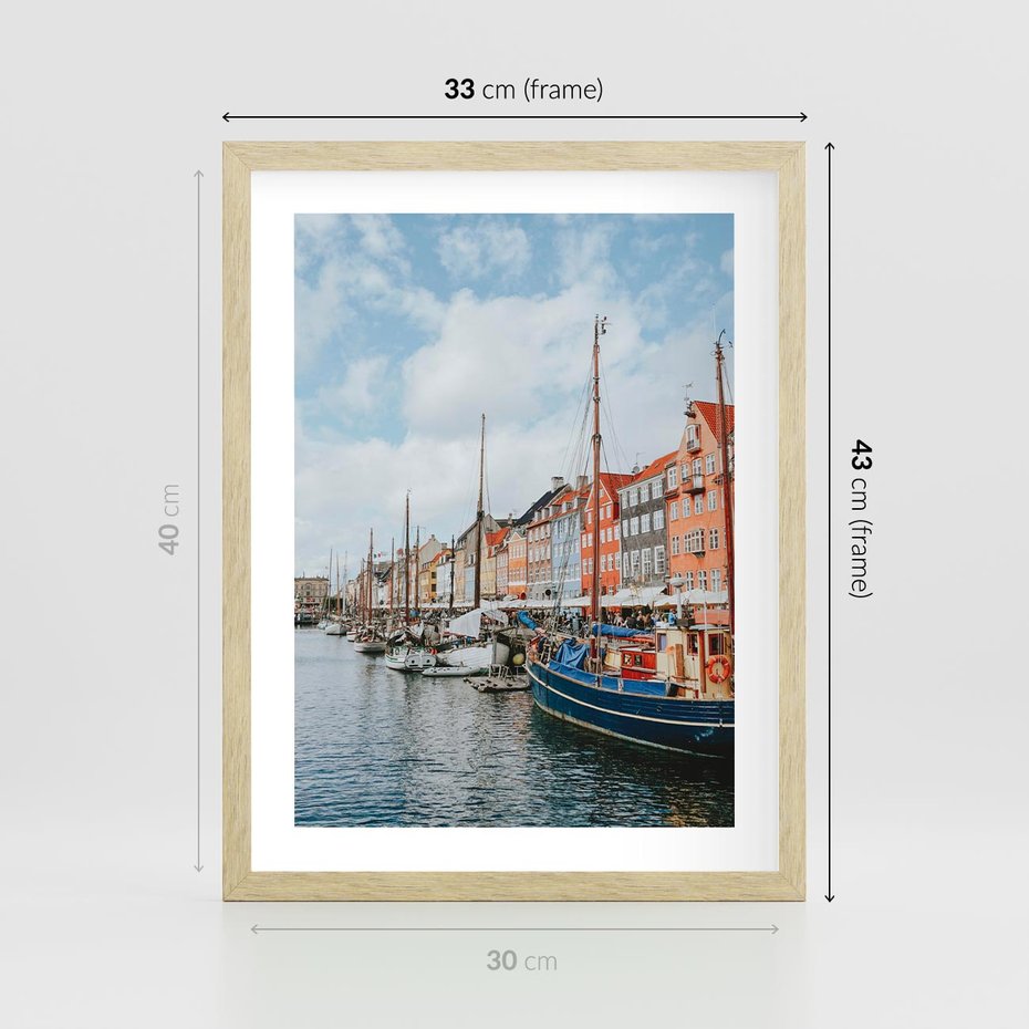 Plakat w ramie 30x40 - Wibracje Miejskiego Klimatu - Dania, Kopehaga - rama drewno