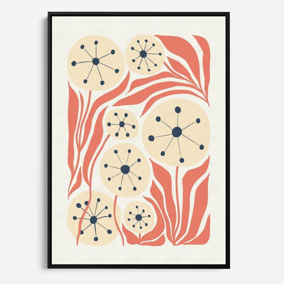 Obraz w ramie 50x70 - Impresje Harmonii - abstrakcyjne kwiaty, rośliny - rama czarna