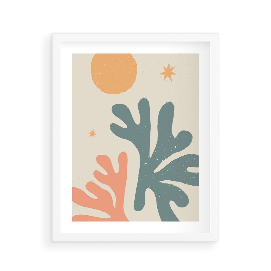 Plakat w ramie 40x50 - Inspirująca Równowaga - boho formy, kształty - rama biała