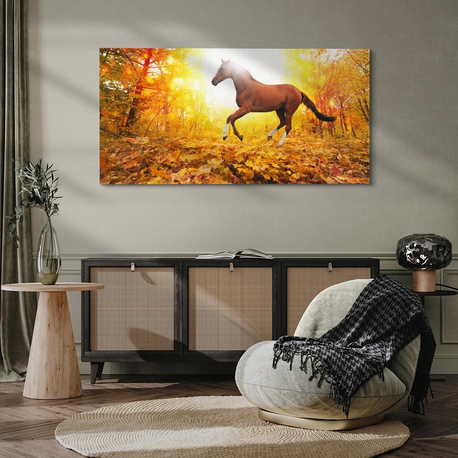 Obraz na płótnie 140x70 - Moc konia w zachodzie słońca - koń, słońce