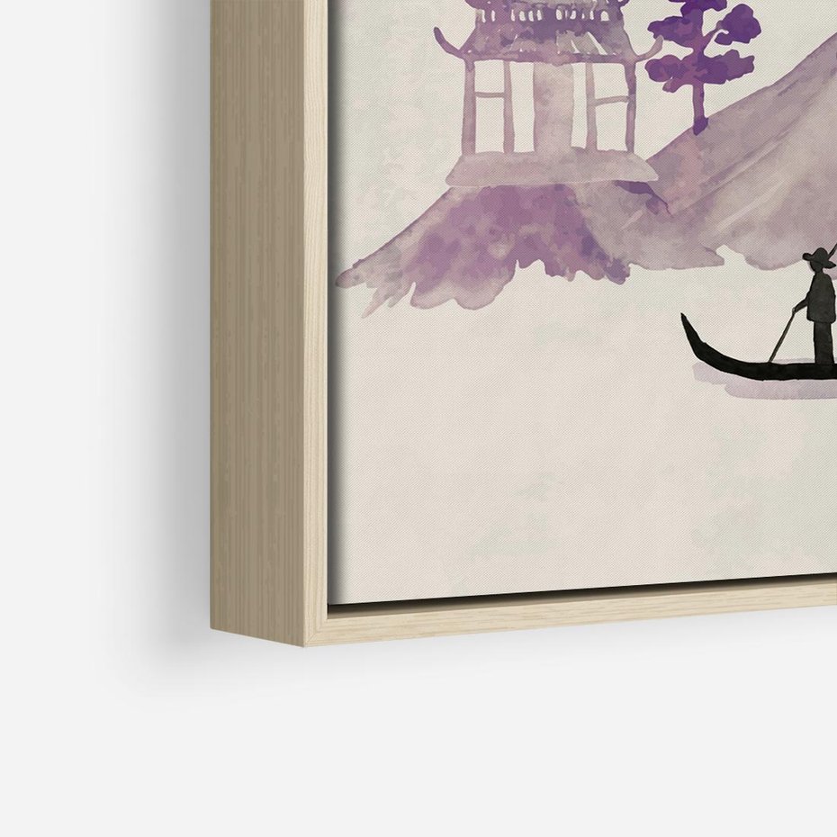 Obraz w ramie 50x50 - Odbicie Słońca - japońska sztuka, akwarela - rama drewno