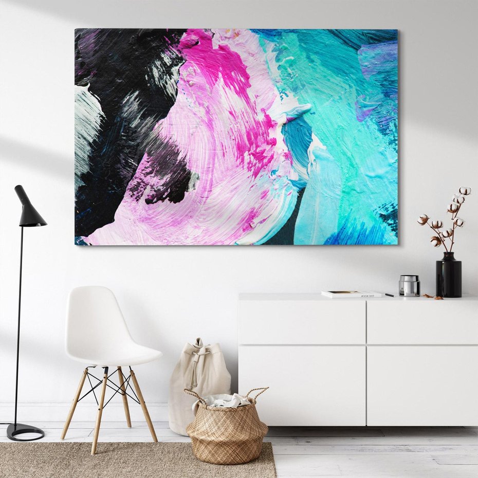 Obraz na płótnie 120x80 - Kolorowy rój wyobraźni - rozlane kolorowe farby olejne, abstrakcja