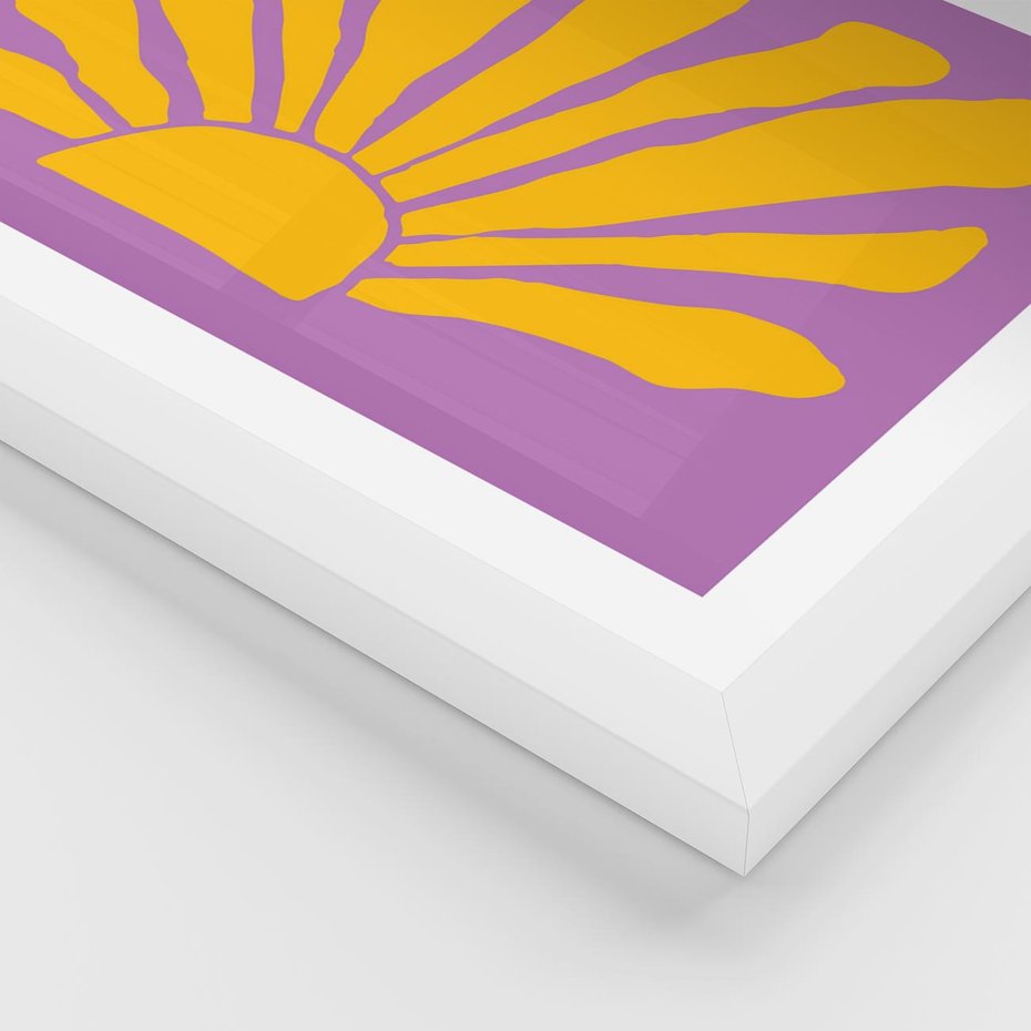 Plakat w ramie 50x70 - Podróżne Kontury - abstrakcyjny plakat, intensywne różowe tło - rama biała