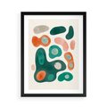 Plakat w ramie 50x70 - Kolorowe Przenikanie - przypadkowe abstrakcyjne plamy, pomarańczowy i zielony - rama czarna