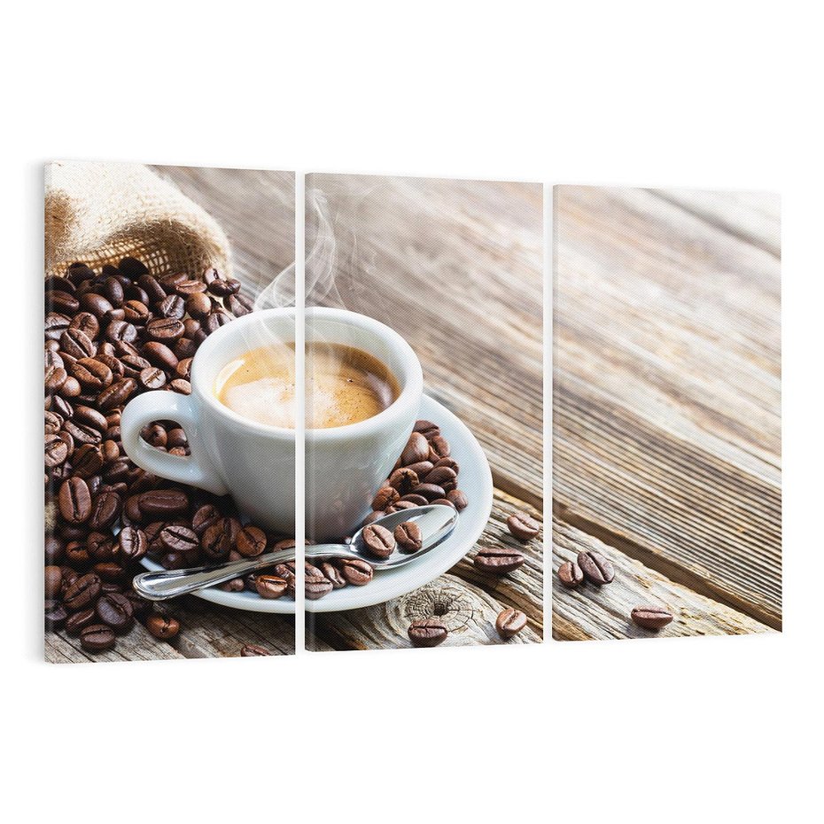 Obraz na płótnie 120x80 - Kawa w filiżance: aromatyczna chwila - kawa, filiżanka