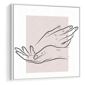 Obraz w ramie 50x50 - Wibracje Nieprzewidywalnych Form - bogo plakat, dłonie - rama biała