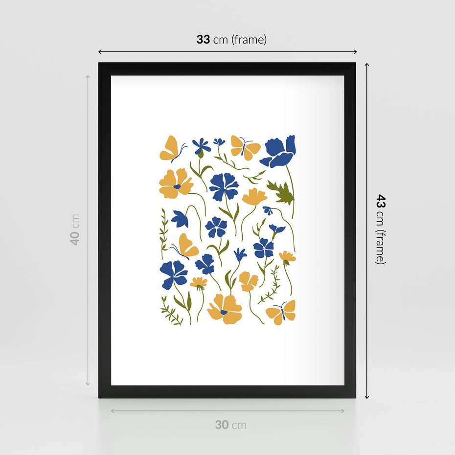 Plakat w ramie 30x40 - Odgłosy Wizji - kwiaty, sztuka nowoczesna - rama czarna