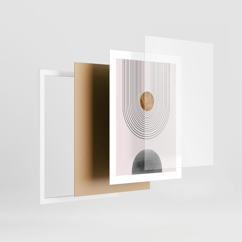 Plakat w ramie 30x40 - Geometryczny Blask - nowoczesna grafika, geometria - rama biała