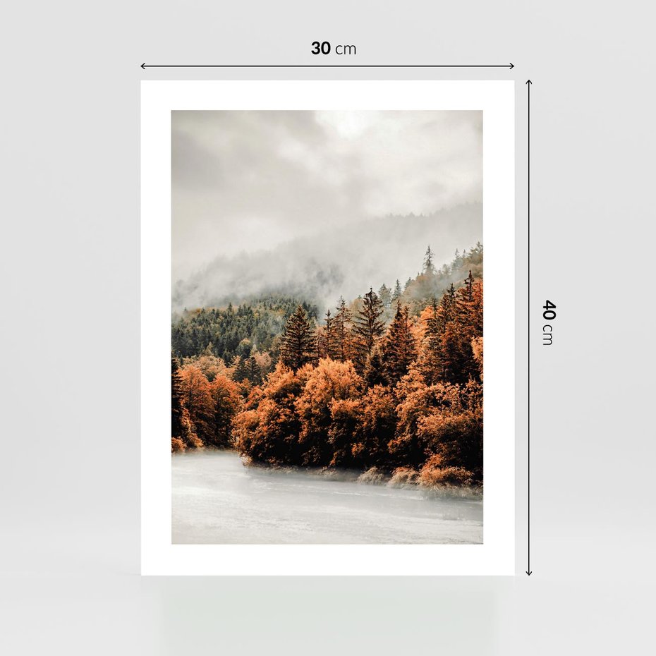 Plakat bez ramy 30x40 - Jesienna Mgła - las, góry