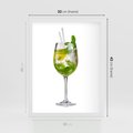 Plakat w ramie 30x40 - Limonkowy drink w letnim stylu - drink, limonka - rama biała