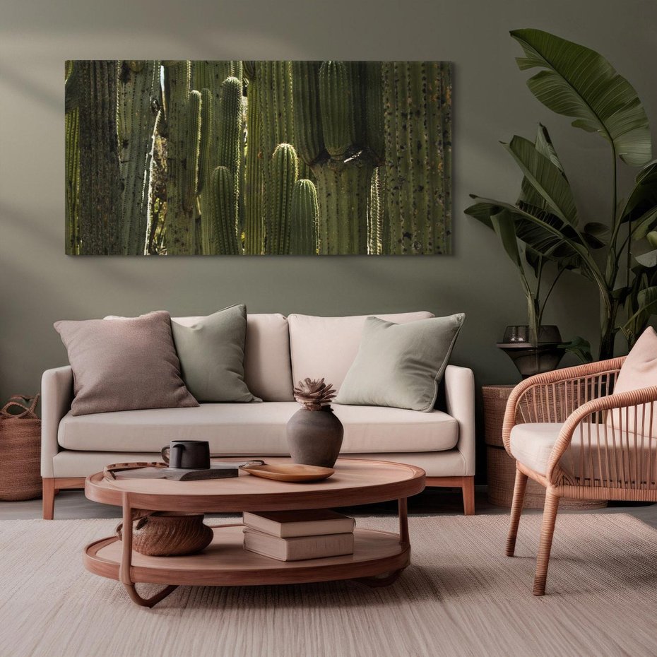 Obraz na płótnie 140x70 - Wyjątkowy Klimat Boho - kaktusy, pustynia