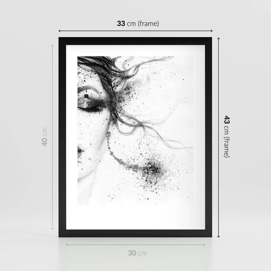 Plakat w ramie 30x40 - Eksplozja Kolorów - akwarela, abstrakcja - rama czarna