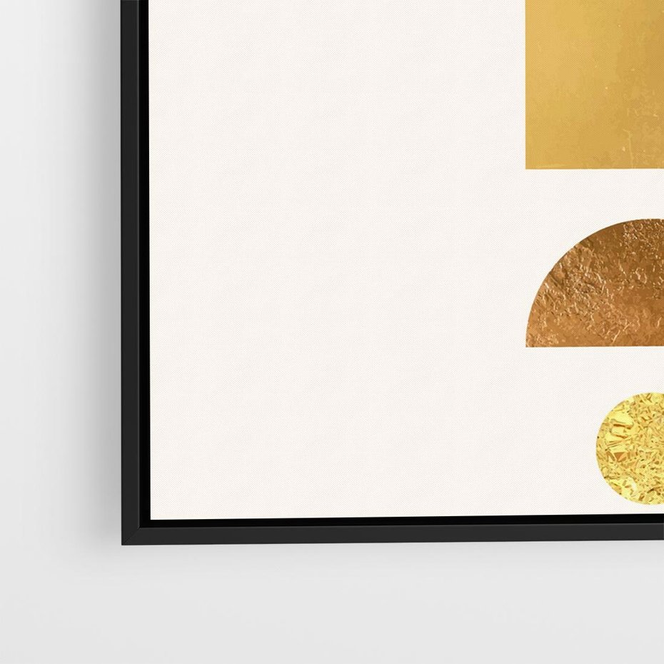 Obraz w ramie 50x50 - Abstrakcyjne Wzory - geometryczne złote kształty, tekstura - rama czarna