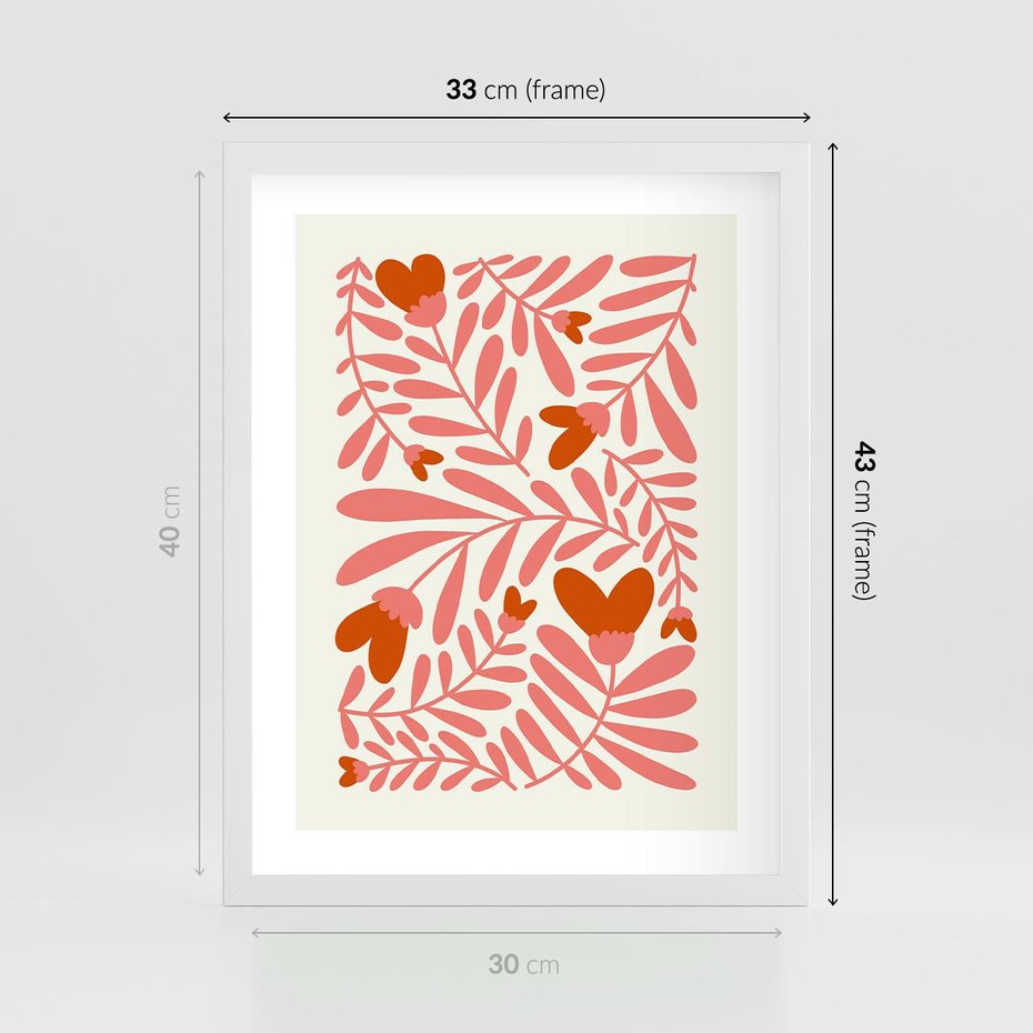 Plakat w ramie 30x40 - Taniec komplementarnych barw - kwiaty, pastelowe kolory - rama biała