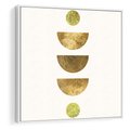 Obraz w ramie 80x80 - Harmonijne Odbicia - geometryczne złote kształty, tekstura - rama biała