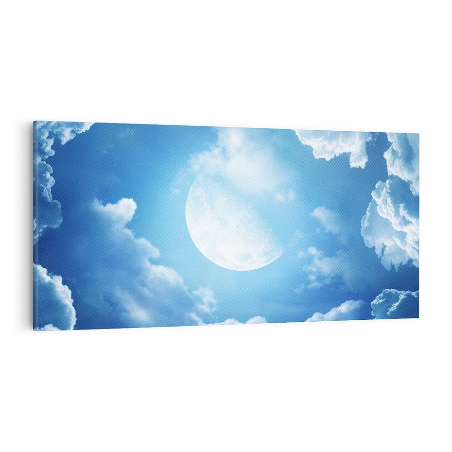 Obraz na płótnie 120x60 - Księżycowe Chmury - księżyc, chmury