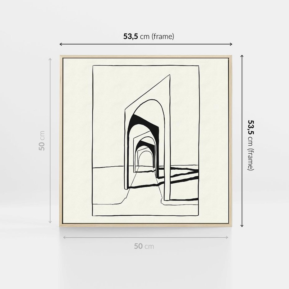 Obraz w ramie 50x50 - Poezja światła i cienia - nowoczesna sztuka, minimalistyczny styl - rama drewno