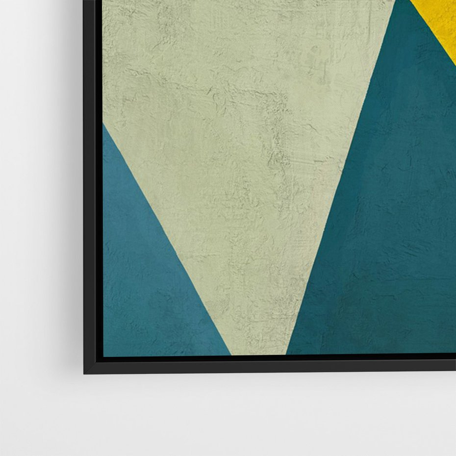 Obraz w ramie 50x70 - Taniec Subtelnych Odbić - abstrakcyjne geometryczne kształty, olejny obraz - rama czarna