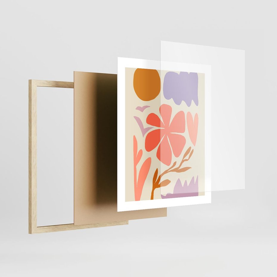 Plakat w ramie 40x50 - Nowoczesne Światło - abstrakcyjny obraz, pastelowe kolory - rama drewno