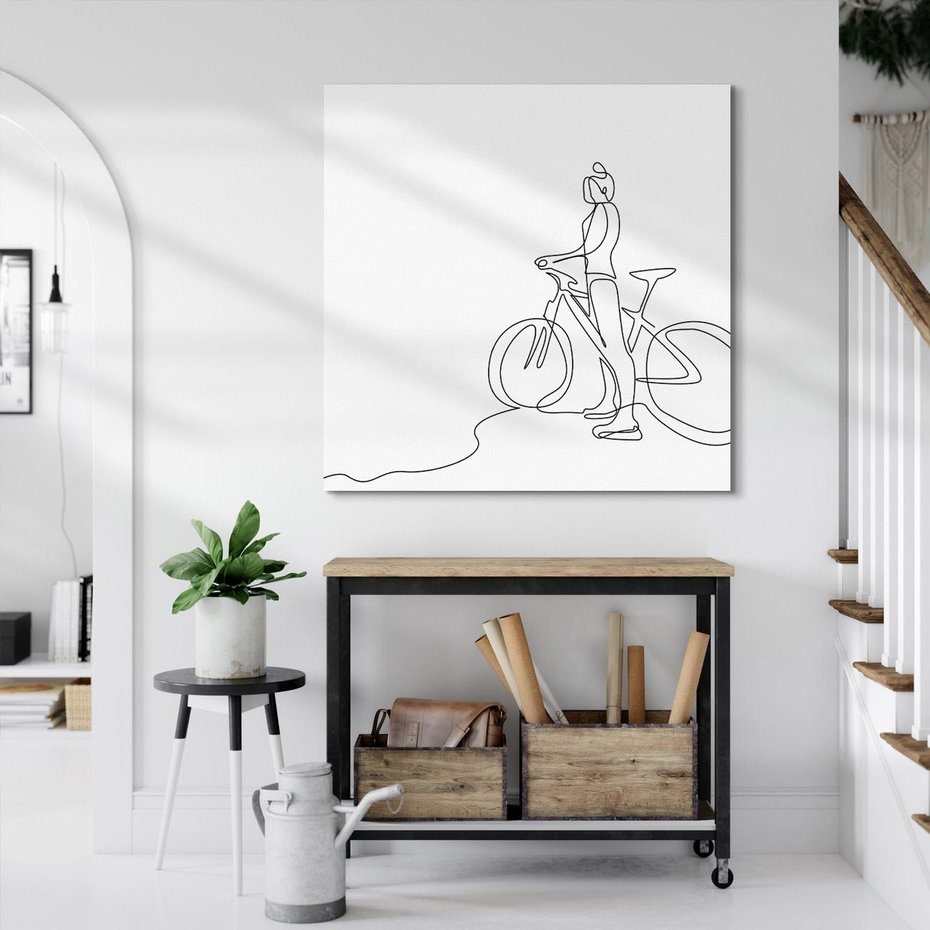 Obraz na płótnie 80x80 - Minimalistyczna Przejażdżka - szkic, minimalizm