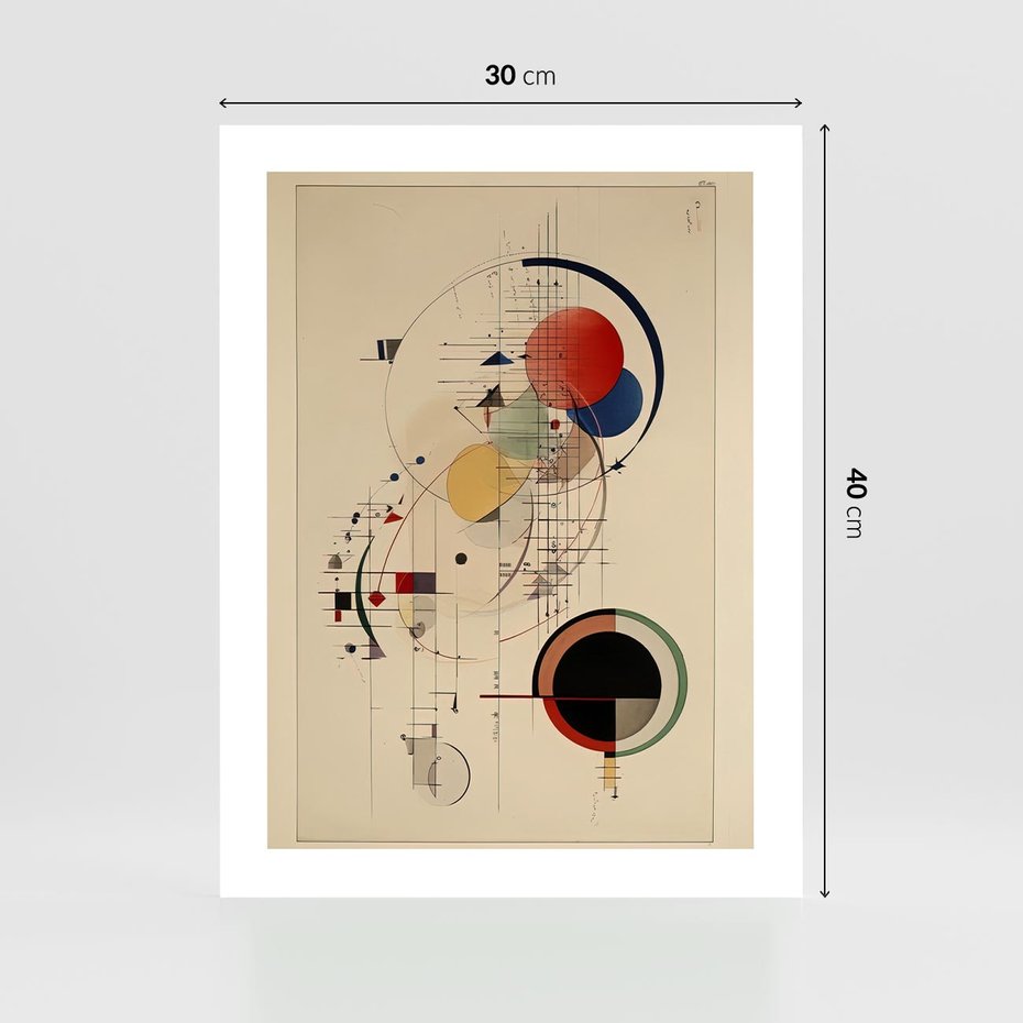 Plakat bez ramy 30x40 - Impulsy Wydobyte z Cienia - abstrakcyjna geometryczna kompozycja, koła linie