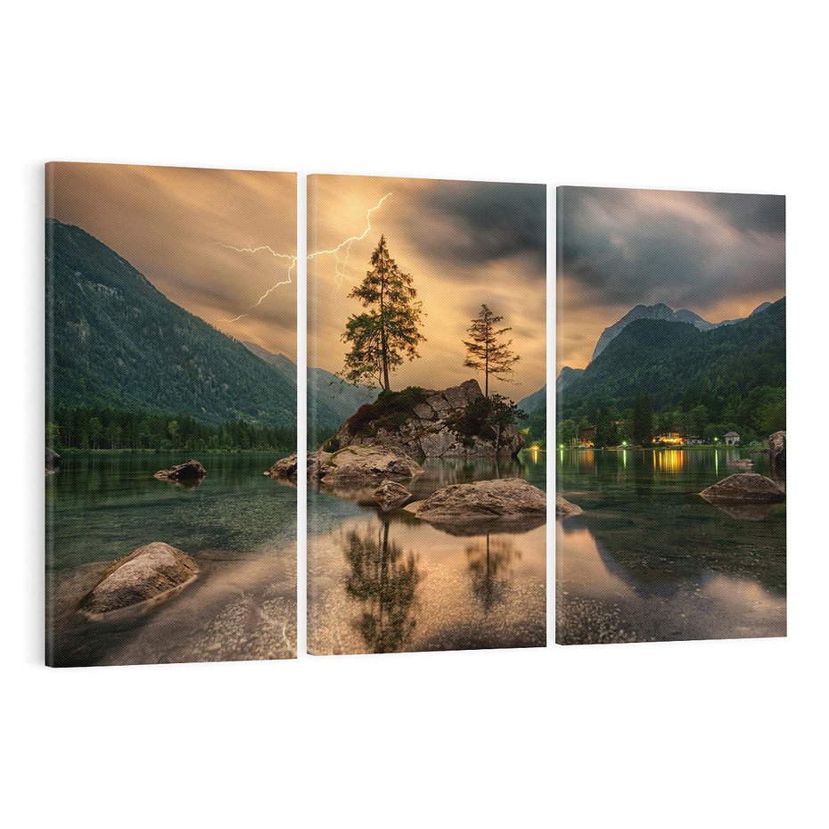 Obraz na płótnie 120x80 - Jezioro Górskie - Spotkanie z Naturą - jezioro, góry