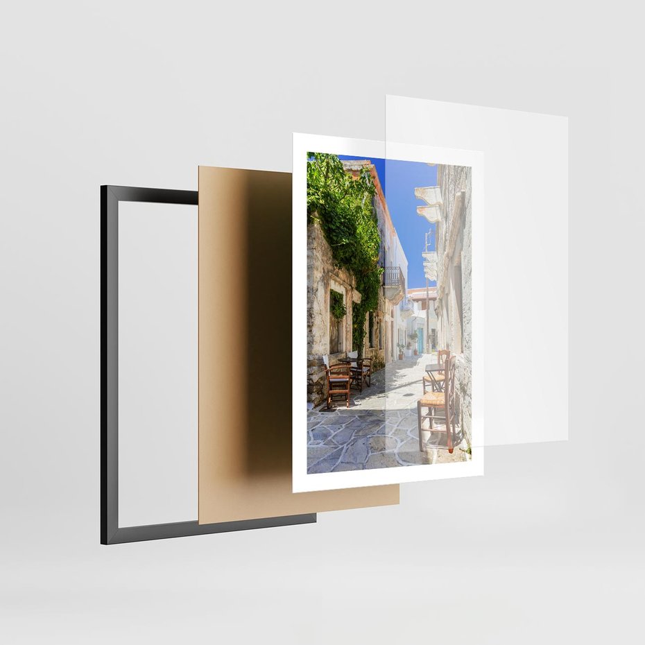 Plakat w ramie 50x70 - Magiczny Spacer - uliczka, perspektywa - rama czarna