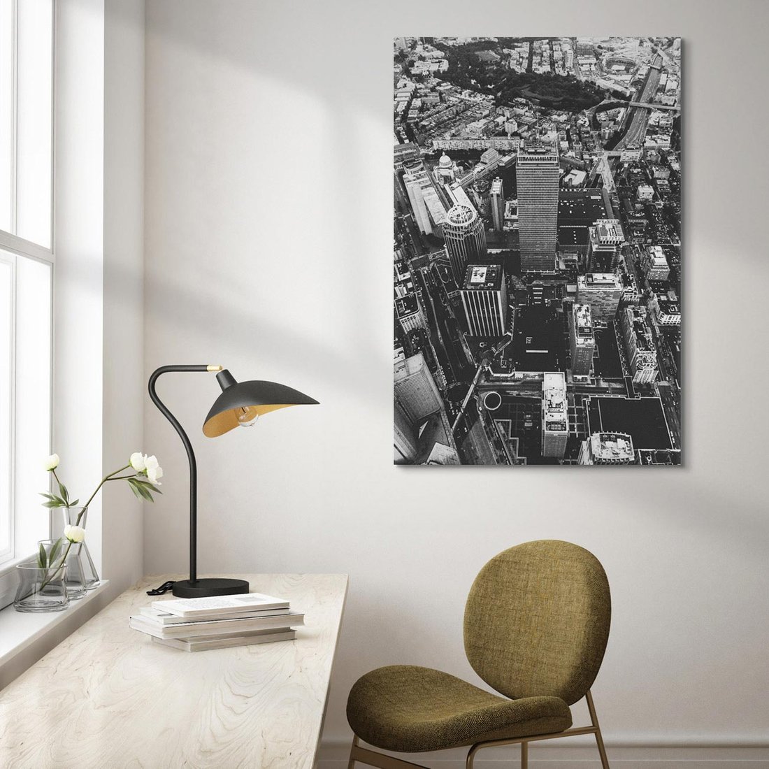 Obraz na płótnie 80x120 - Kontrastujące miasto - miasto, biało