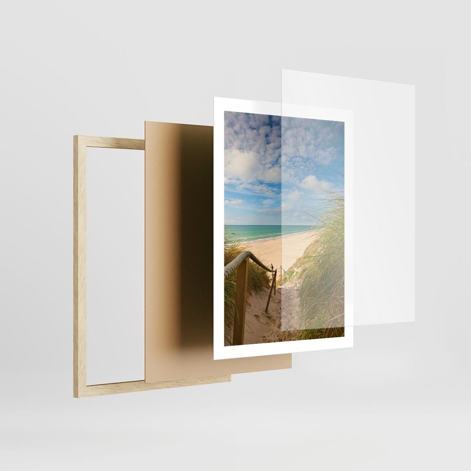 Plakat w ramie 50x70 - Spokojna plaża nad Bałtykiem - plaża, Bałtyk - rama drewno