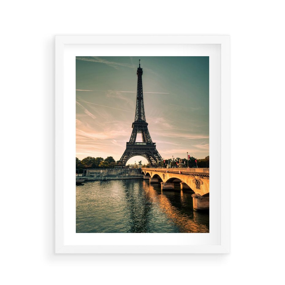Plakat w ramie 40x50 - Paryski Szczyt - Paryż, wieża - rama biała