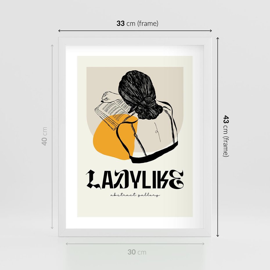 Plakat w ramie 30x40 - Kobiecość w Literach - grafika, nowoczesność - rama biała