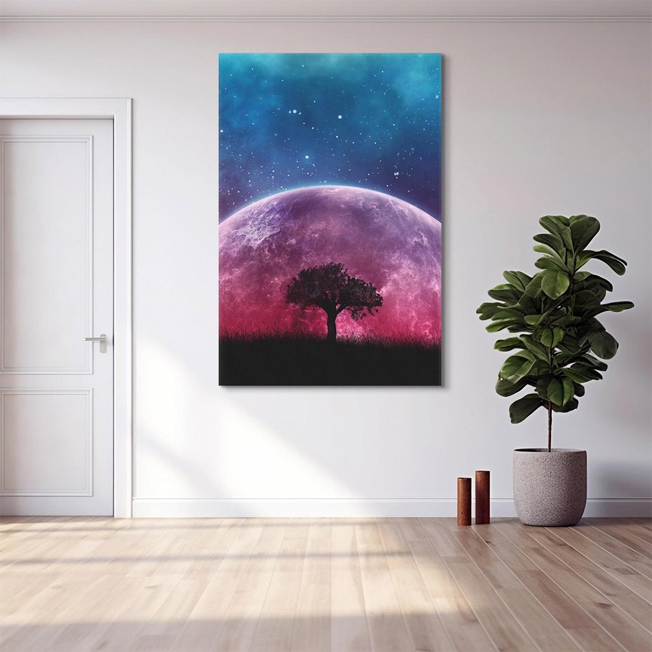 Obraz na płótnie 70x100 - Tajemnicza obecność kosmosu - księżyc, kosmos