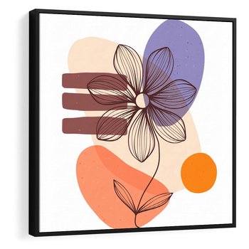 Obraz w ramie 50x50 - Migocące Odbicia Kwiatów - abstrakcyjna sztuka, plamy - rama czarna