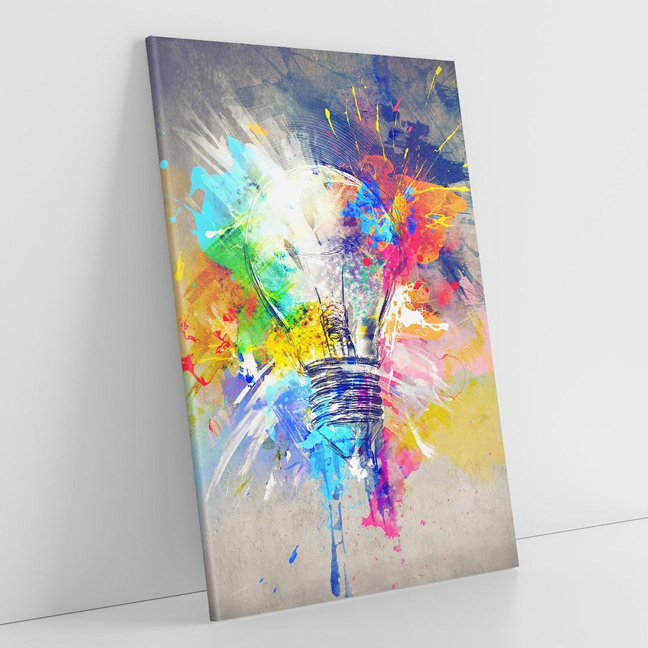 Obraz na płótnie 70x100 - Kolory Kreatywnej Koncepcji - abstrakcyjna grafika, szkic żarówki