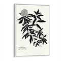 Obraz w ramie 70x100 - Szept kwiatowej wyobraźni - czarno biała grafika, roślinność - rama biała