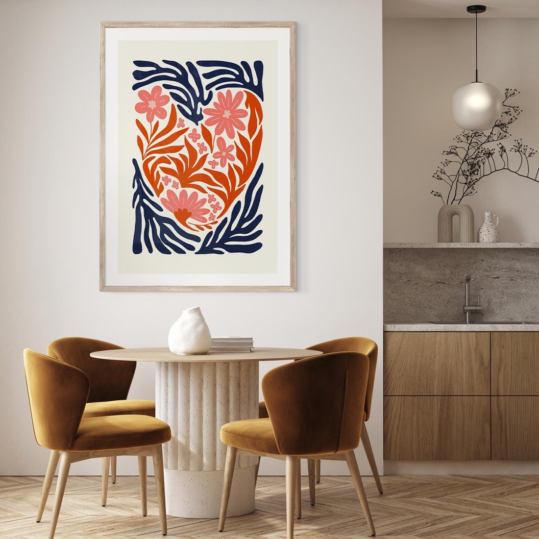 Plakat w ramie 30x40 - Kwiatami Splecione - kwiaty, nowoczesny plakat - rama drewno