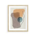 Plakat w ramie 30x40 - Rozkwitająca Akwarelowa Inspiracja - geometryczne elementy, stonowane ziemiste kolory - rama drewno