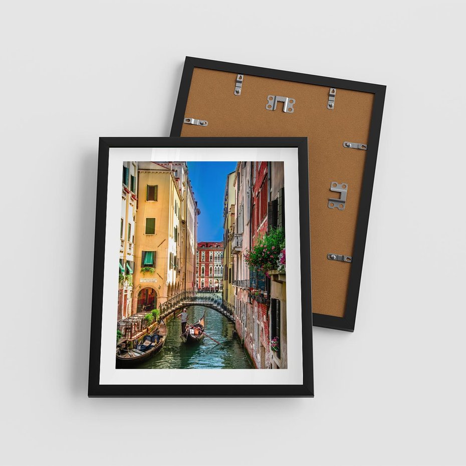 Plakat w ramie 40x50 - Romantyczna Gondola - Wenecja, gondola - rama czarna