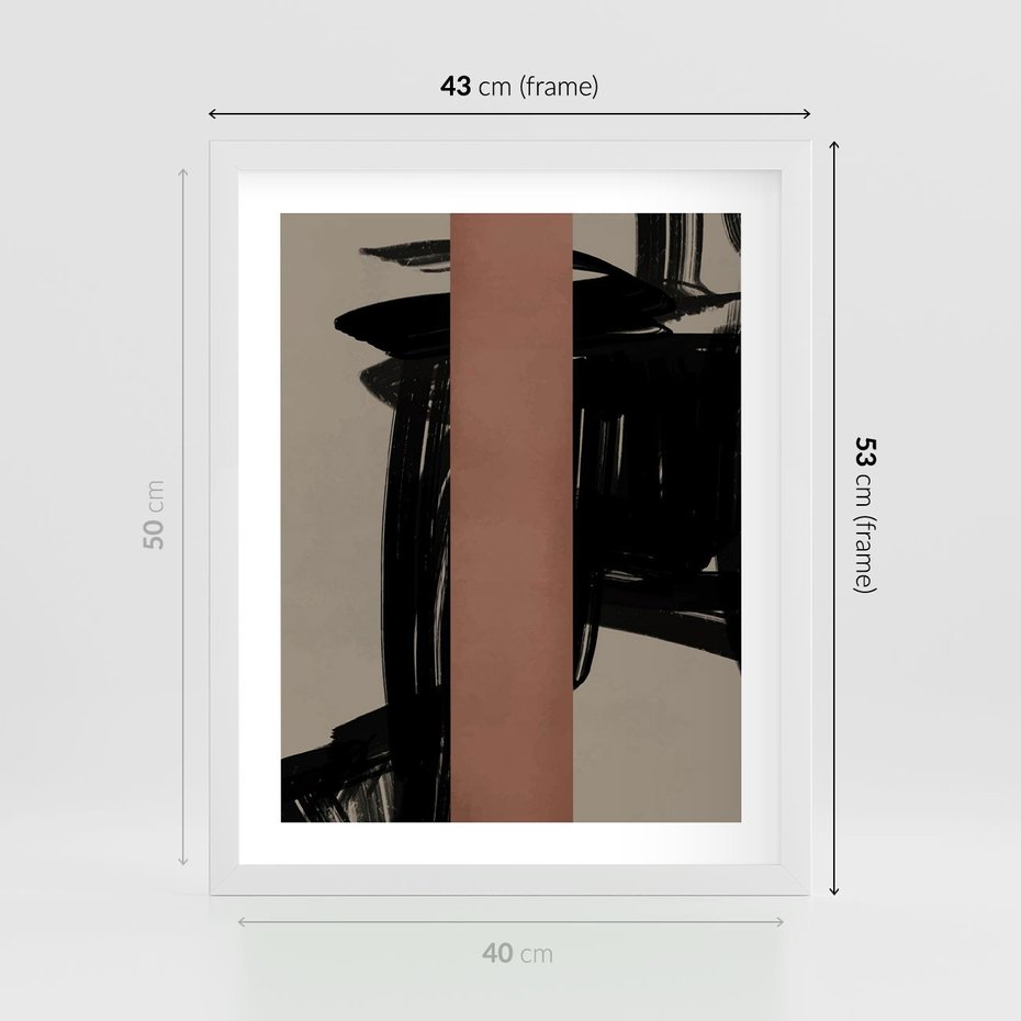 Plakat w ramie 40x50 - Niezwykłe Przeobrażenia - abstrakcja, czarne splatane linie - rama biała