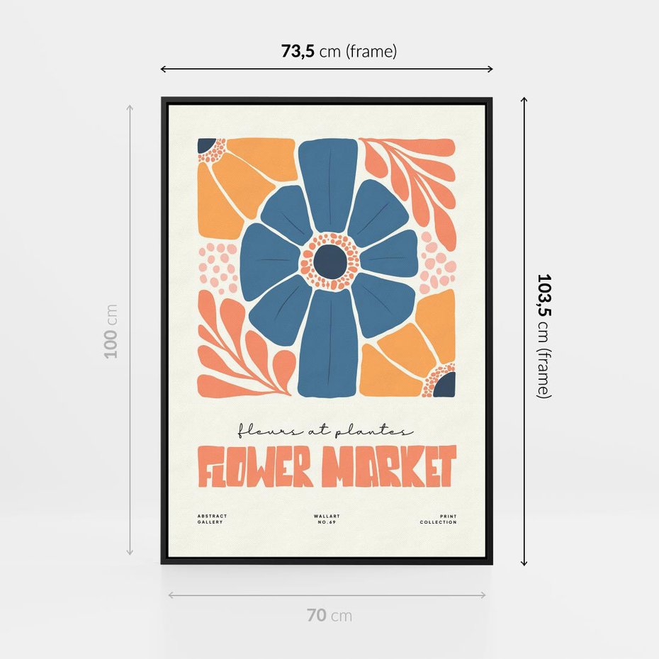 Obraz w ramie 70x100 - Rozbijające Widoki - kwiaty, nowoczesny plakat - rama czarna