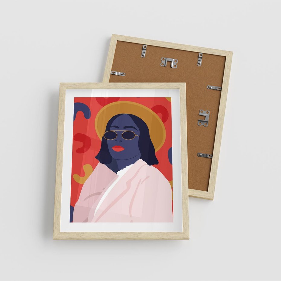 Plakat w ramie 40x50 - Kobieca Przenikliwość - nowoczesny plakat, styl retro - rama drewno