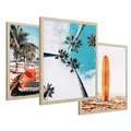 Zestaw obrazy w ramie 50x70 galeria - Plaża, surfing, garbus, morze, plaża - rama drewno