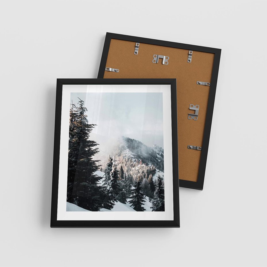 Plakat w ramie 40x50 - Góry, Las i Śnieg na Obrazie - góry, las - rama czarna