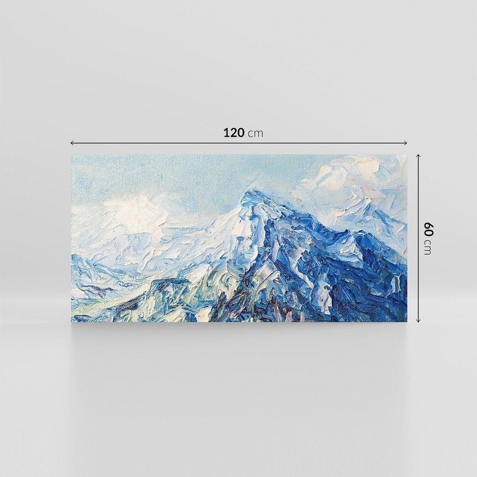 Obraz na płótnie 120x60 - Majestat Błękitnych Szczytów - olejny obraz, górski pejzaż
