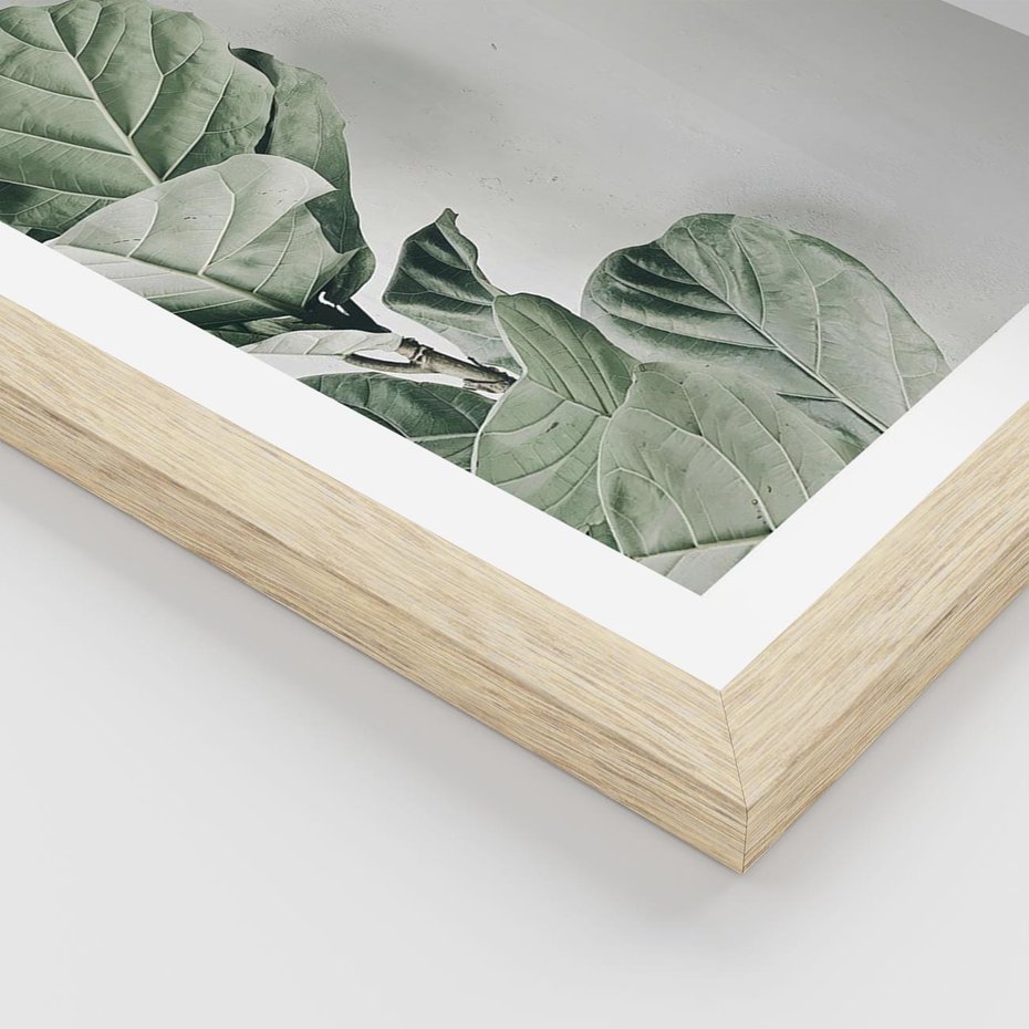 Plakat w ramie 30x40 - Minimalistyczna Harmonia: Zieleń Liści - zieone liście, kompozycja - rama drewno