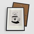 Plakat w ramie 50x70 - Grafika Kubka w Czerni i Bieli - kubek, grafika - rama czarna